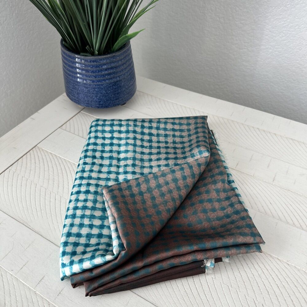 2 YARDS and 59" Wide Fabric Ombre‎ Checker Green Brown Sewing Craft